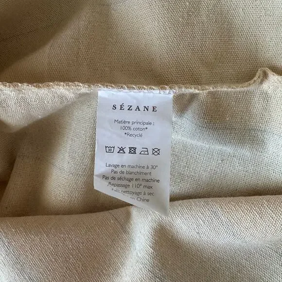 Sezane Bonjour Austin On The Road Striped Canvas Tote Bag in Yellow and Cream - Picture 7 of 7